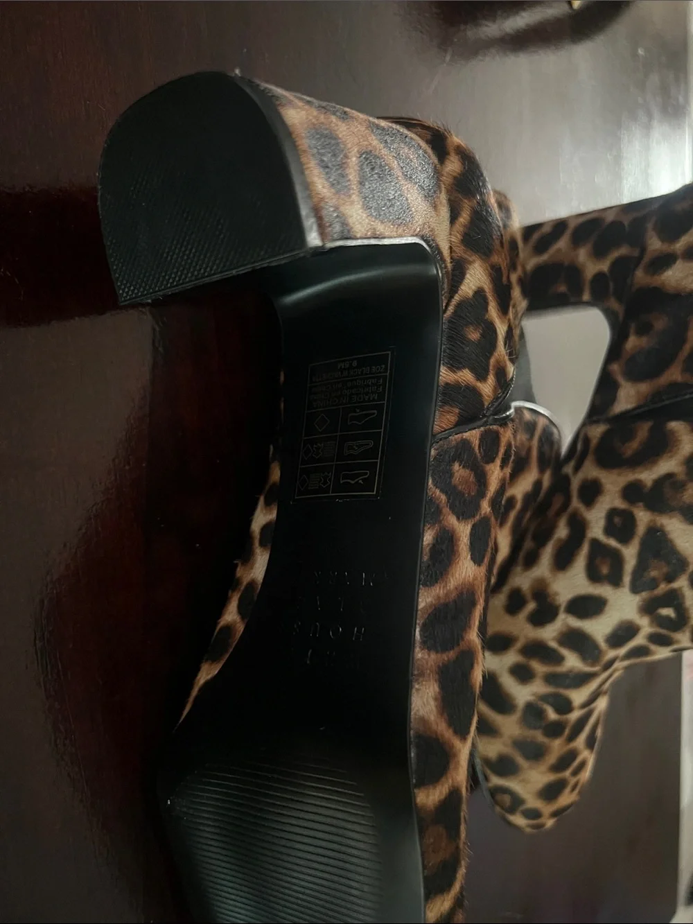 White House Black Market Leopard-Print Ankle Booties in Tan and Black